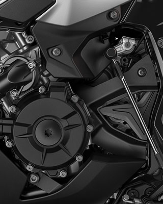 We see a close-up of the engine.