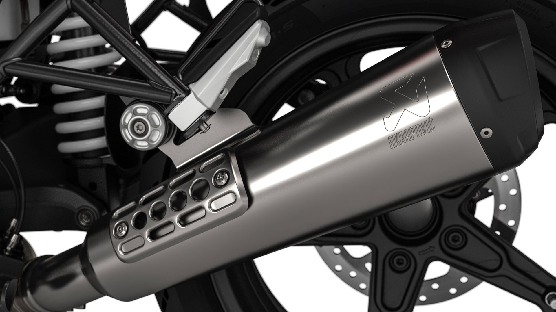 We see the exhaust system of the R nineT Urban G/S.