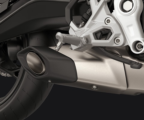 The underbelly muffler of the F 450 RR from BMW Motorrad